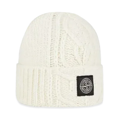 Stone Island N18D8 LAMBSWOOL WITH ARAN MOTIF "Natural White"
