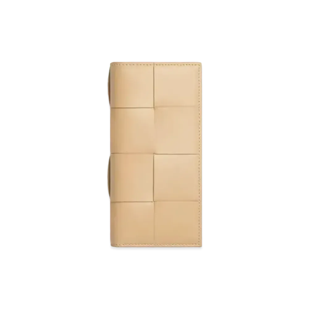 Bottega Veneta Maxi Intrecciato Calfskin Slim Bi-fold Long Wallet "Porridge"