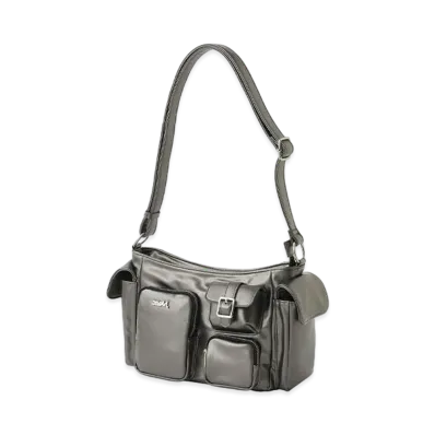 X-Girl Multi Pocket X-Girl Faux Leather Hand Bag "Grey"