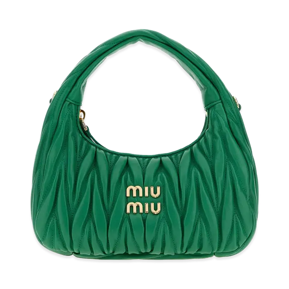 MIU MIU Women's Nappa Leather Wander Handbag "Grass Green"