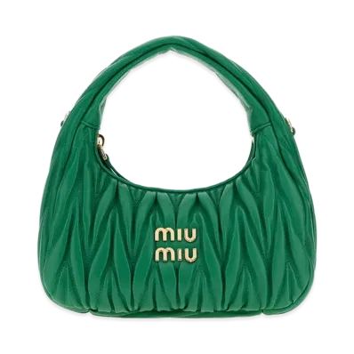 MIU MIU Women's Nappa Leather Wander Handbag "Grass Green"