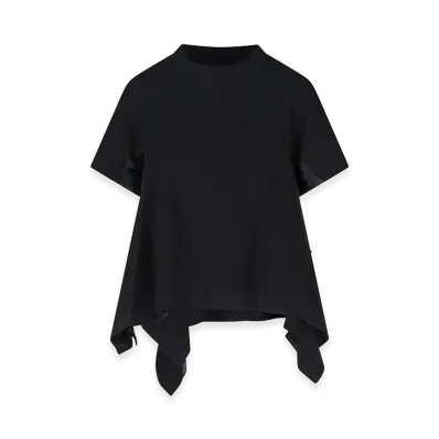 sacai Women's Cotton T-Shirt "Black"