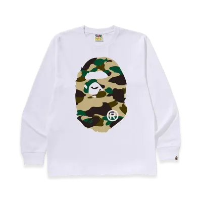 A BATHING APE Big Ape Head LS Tee "White/Yellow"
