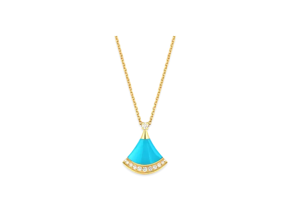 BVLGARI Divas' Dream Necklace With Diamonds "Yellow Gold/Turquoise"