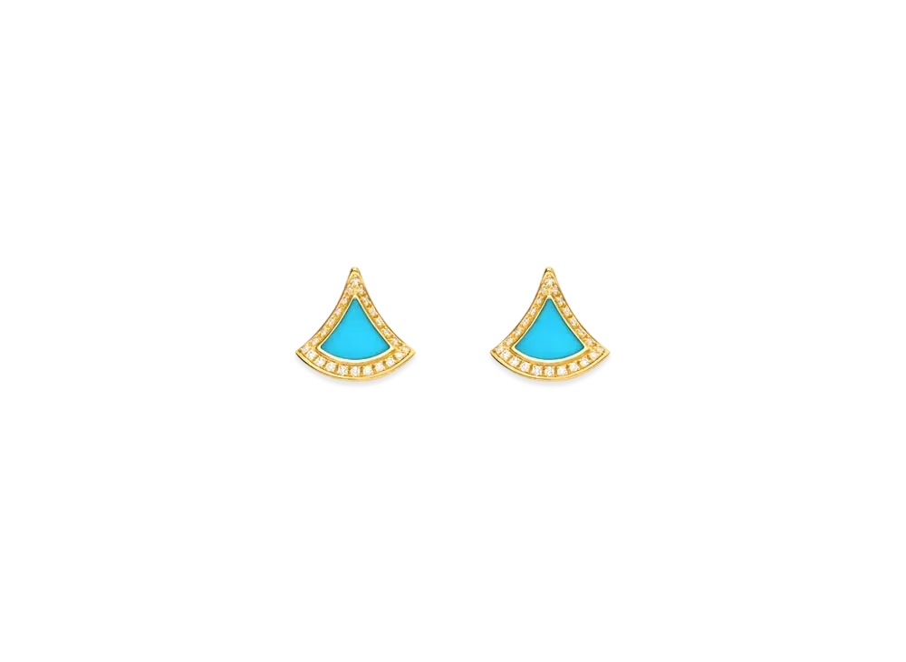 BVLGARI Divas' Dream Earrings With Diamonds "Yellow Gold/Turquoise"