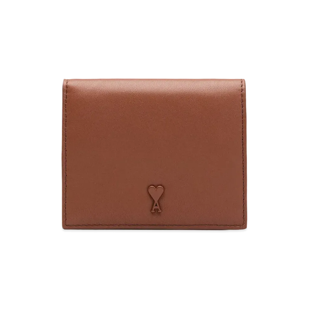 AMI PARIS Cowhide Leather Ami De Coeur Bifold Wallet "Brown"