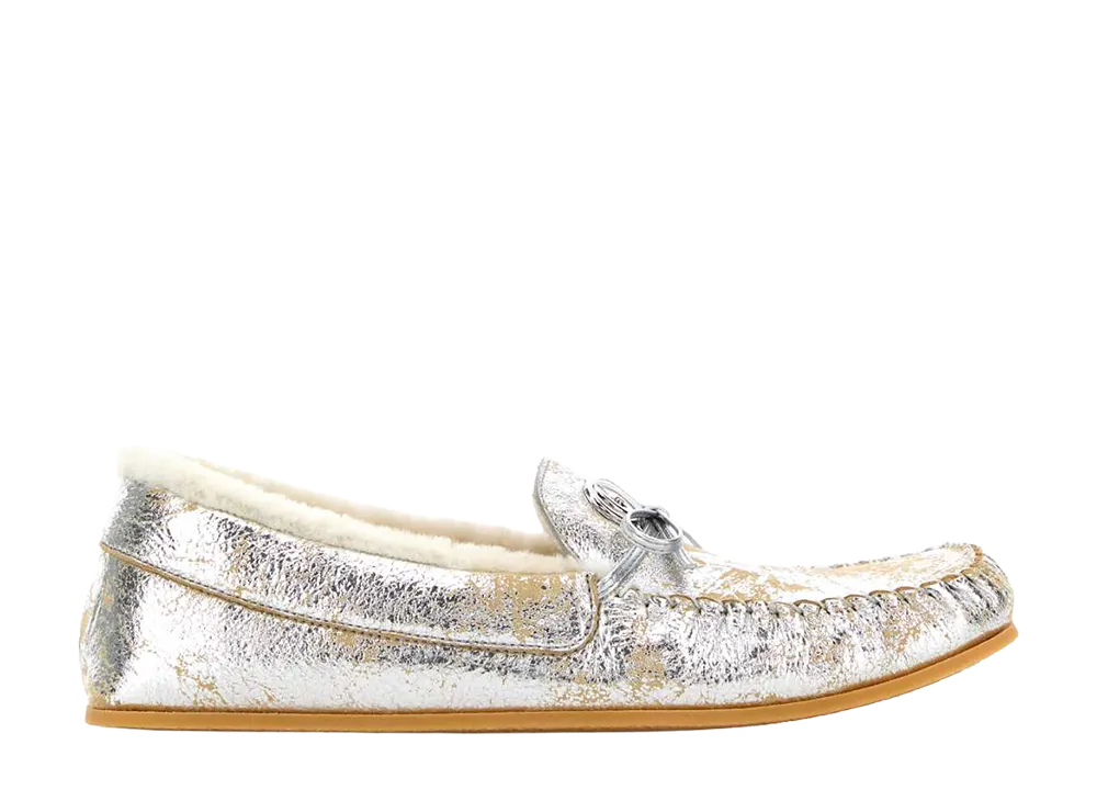 GUCCI Women's Silver Leather Loafers "Silver"