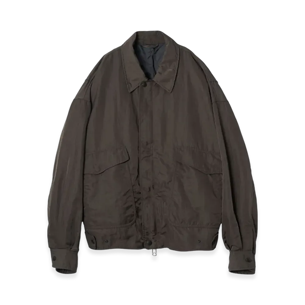 YOKE Hard Wash Nylon Twill Nylon Bomber Jacket "Khaki"