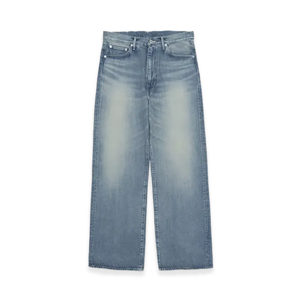 Graphpaper minus Recycled Cotton Denim Five Pocket Wide Straight Pants "Light Fade"