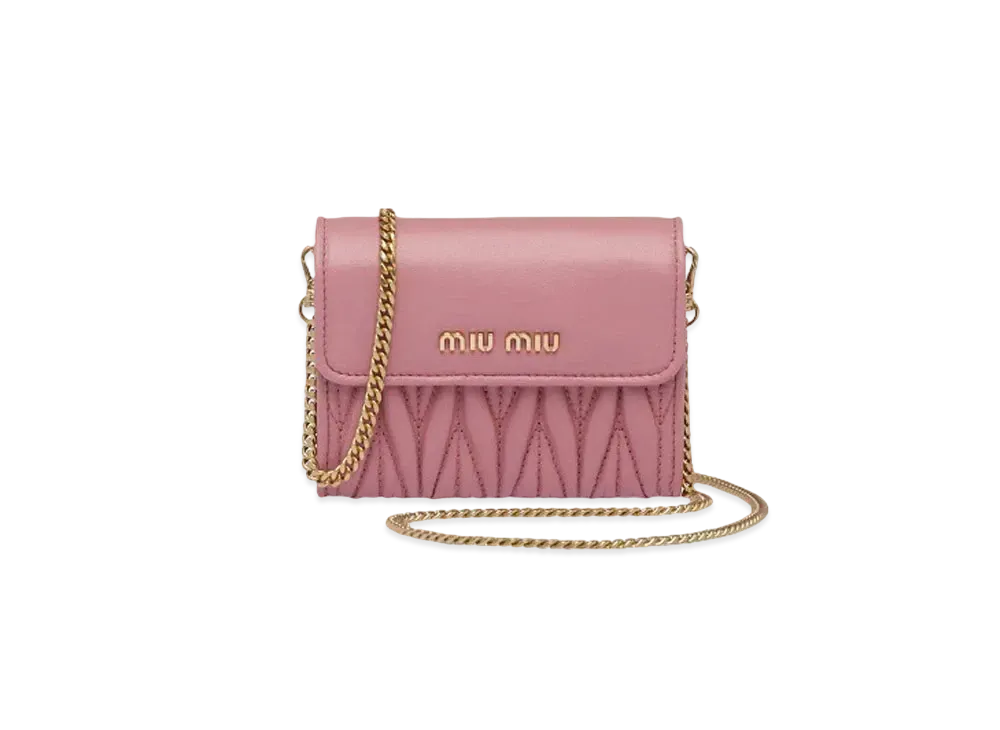 MIU MIU Shoulder Strap With Nappa Leather Wallet "Pink"