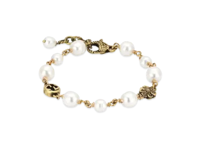 GUCCI Interlocking G Flower Pearl Bracelet