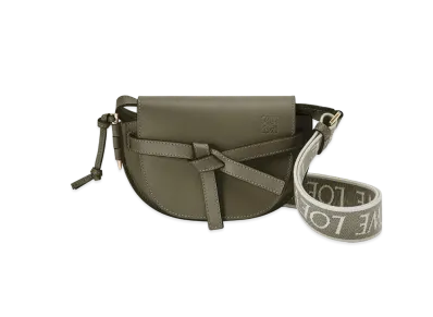 LOEWE Mini Gate Dual Bag In Soft Calfskin And Jacquard "Autumn Green"