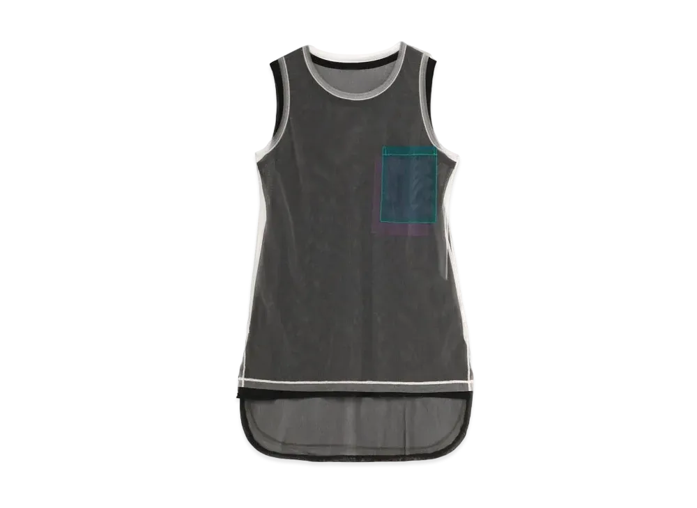 Yohji Yamamoto Y's POLYESTER TULLE PARTIAL FOURFOLD 2 SET SLEEVELESS T "Gray"
