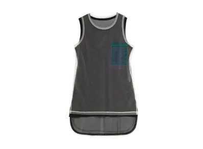 Yohji Yamamoto Y's POLYESTER TULLE PARTIAL FOURFOLD 2 SET SLEEVELESS T "Gray"