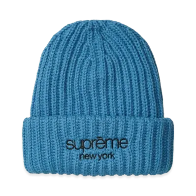 Supreme Classic Logo Chunky Ribbed Beanie "Light Blue" (24FW)