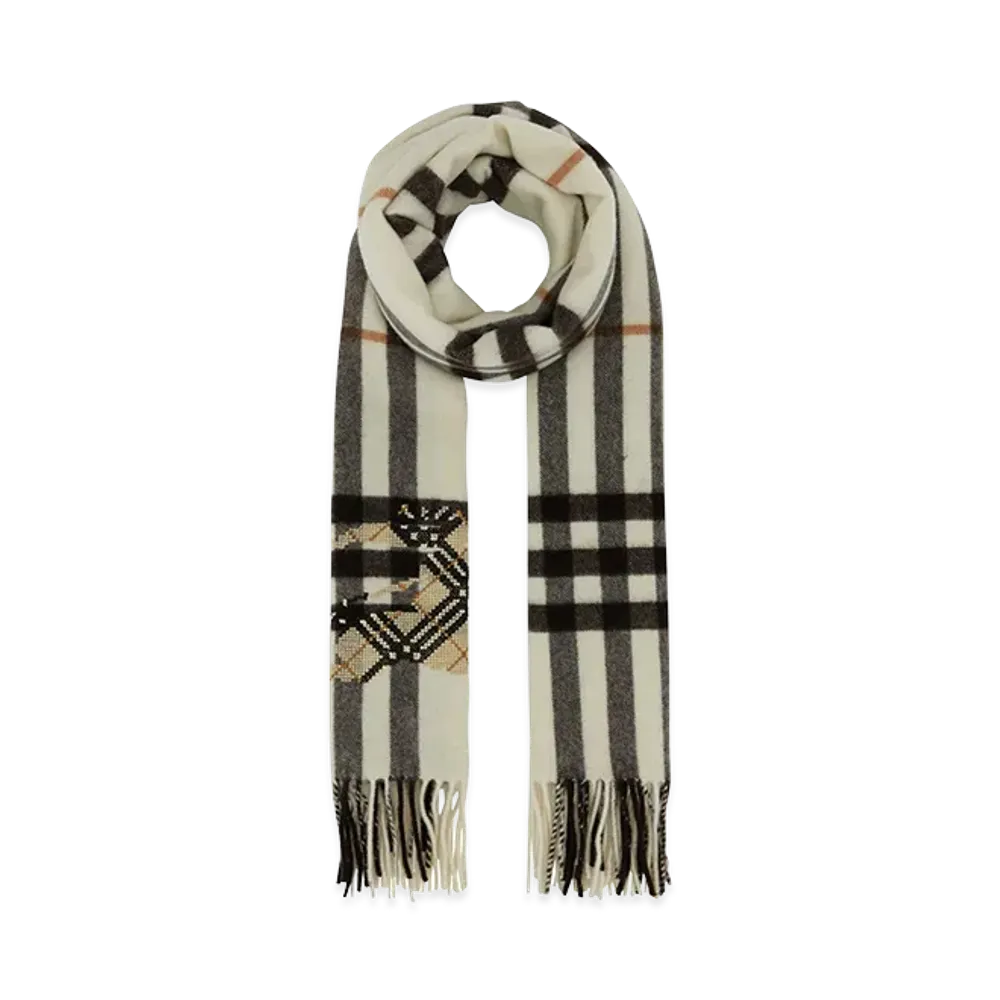 Burberry Embroidered Cashmere Scarf "Checked"