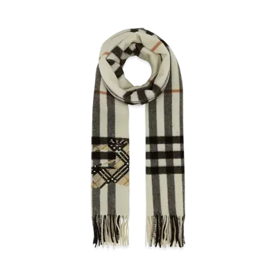 Burberry Embroidered Cashmere Scarf "Checked"