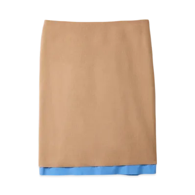 MIU MIU Women's Camel Hair Midi Skirt "Camel Brown"