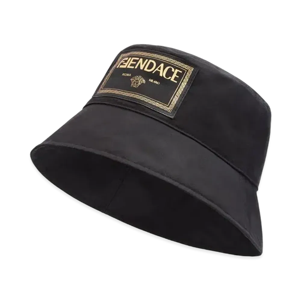 FENDI x Versace Fendace Black Canvas Logo Bucket Hat "Black"