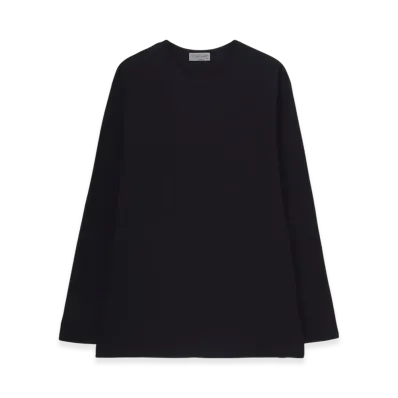 Yohji Yamamoto POUR HOMME Cotton Single Jersey Round Neck Long SLV T "Navy"