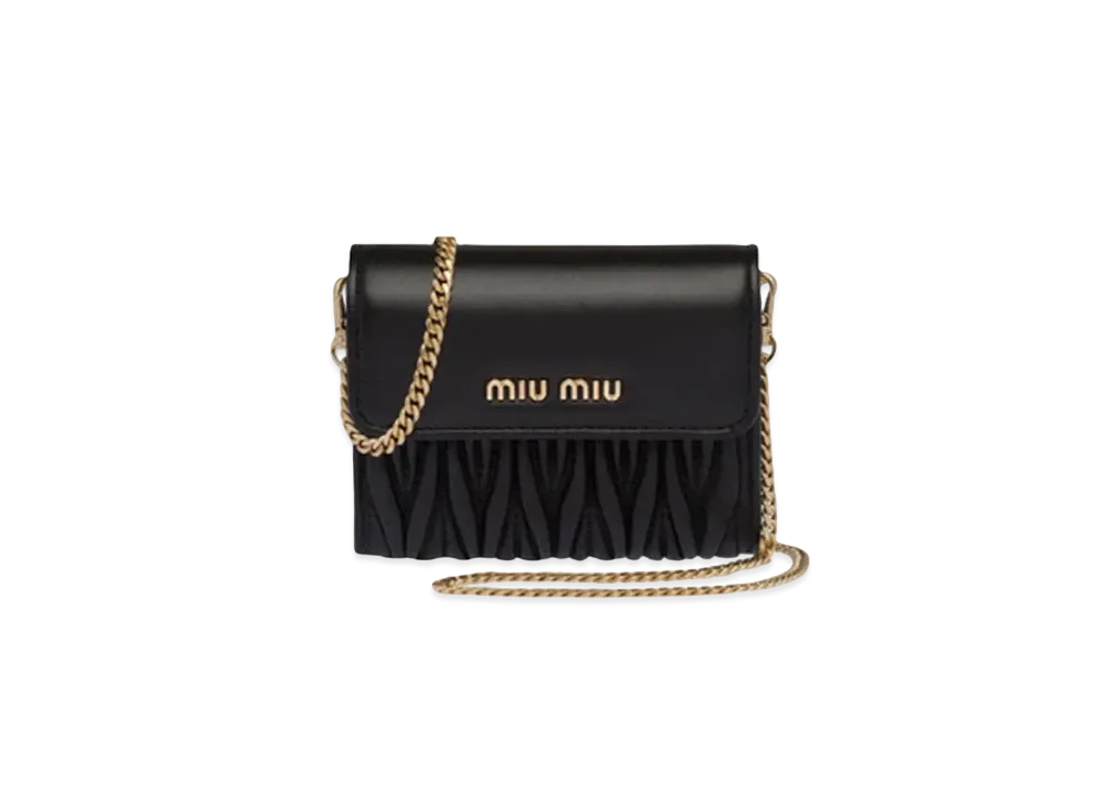 MIU MIU Shoulder Strap With Nappa Leather Wallet "Black"