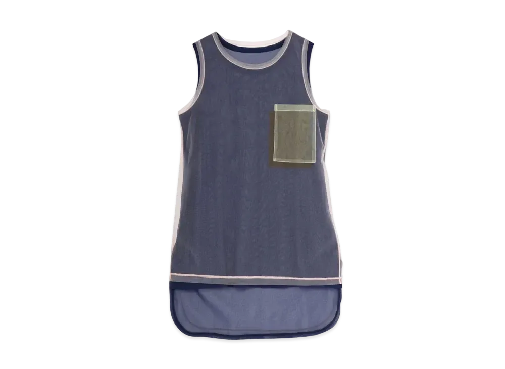 Yohji Yamamoto Y's POLYESTER TULLE PARTIAL FOURFOLD 2 SET SLEEVELESS T "Pink"