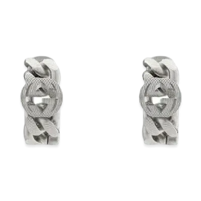 GUCCI Hoop Earrings With Interlocking G "Palladium"