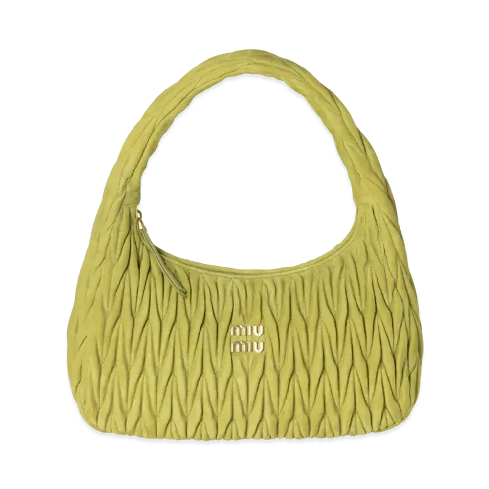 MIUMIU Wander Matelasse Suede Bag Extra Large "Olive"