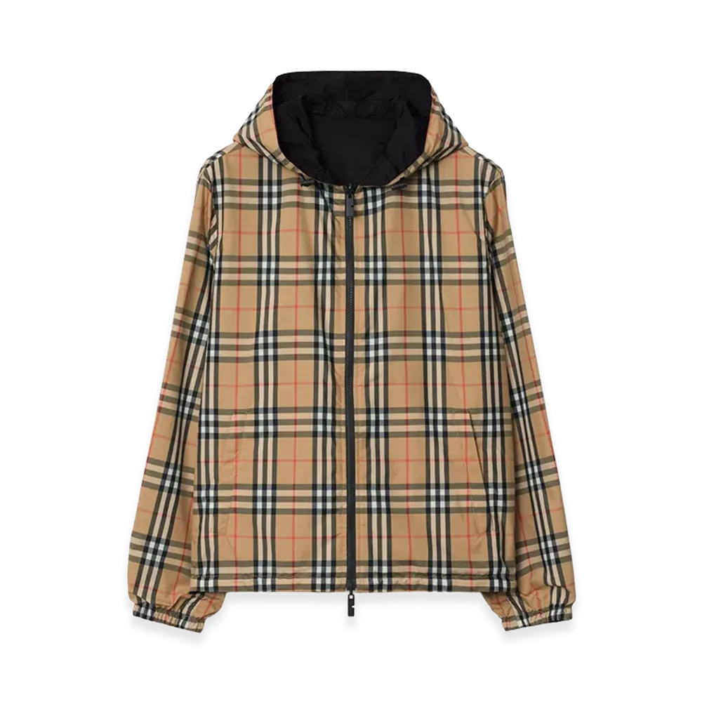 Burberry Reversible Check Hooded Jacket "Sand Beige"