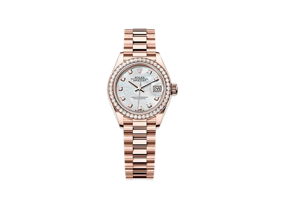 ROLEX Lady-Datejust 28mm Everose Gold Diamond 279135RBR "White Mother-of-Pearl"