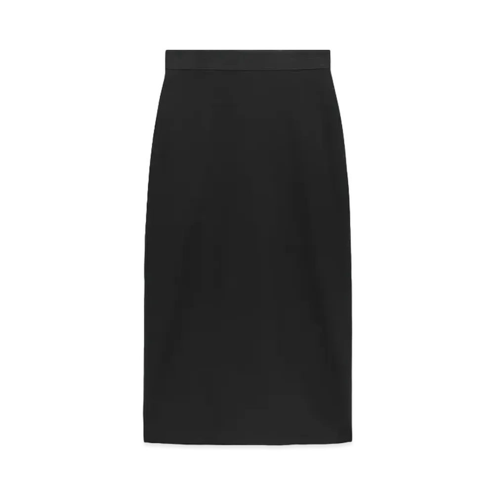 MSGM Melange Wool Pencil Skirt With Slit "Black"