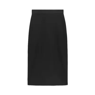 MSGM Melange Wool Pencil Skirt With Slit "Black"