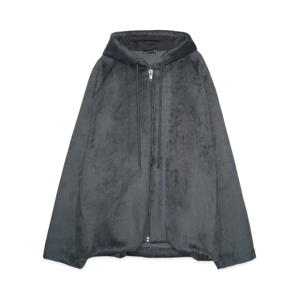 LAD MUSICIAN SHAGGY SWEAT ZIPUP PARKA "BLUE GRAY"