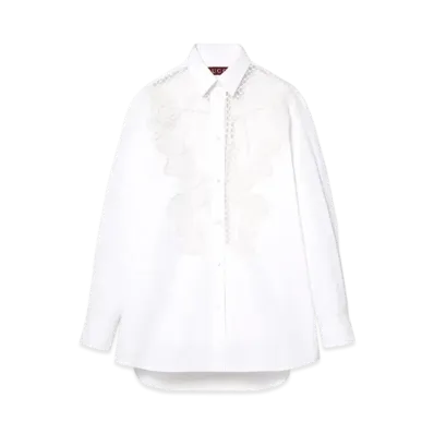 GUCCI Women's Cotton Poplin Shirt With Embroidery "White"