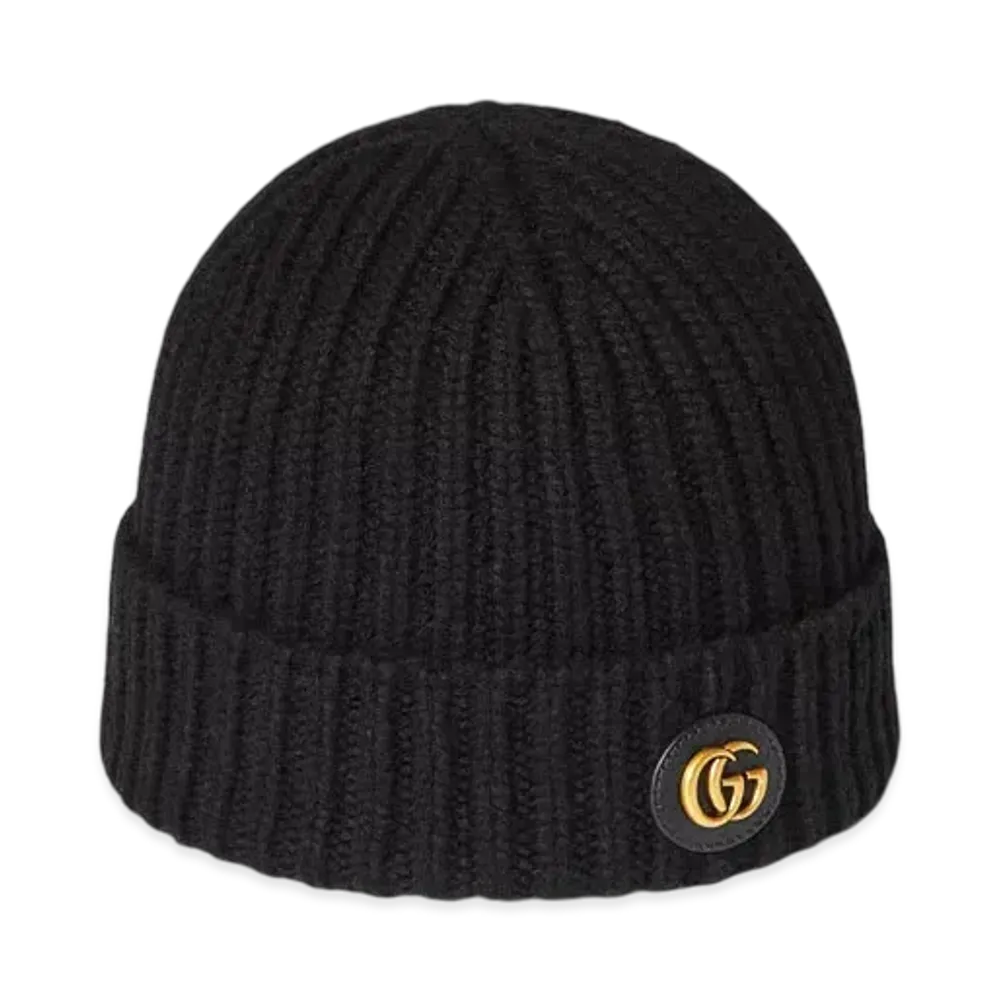 GUCCI Rib Knit Wool Lame Hat "Black"