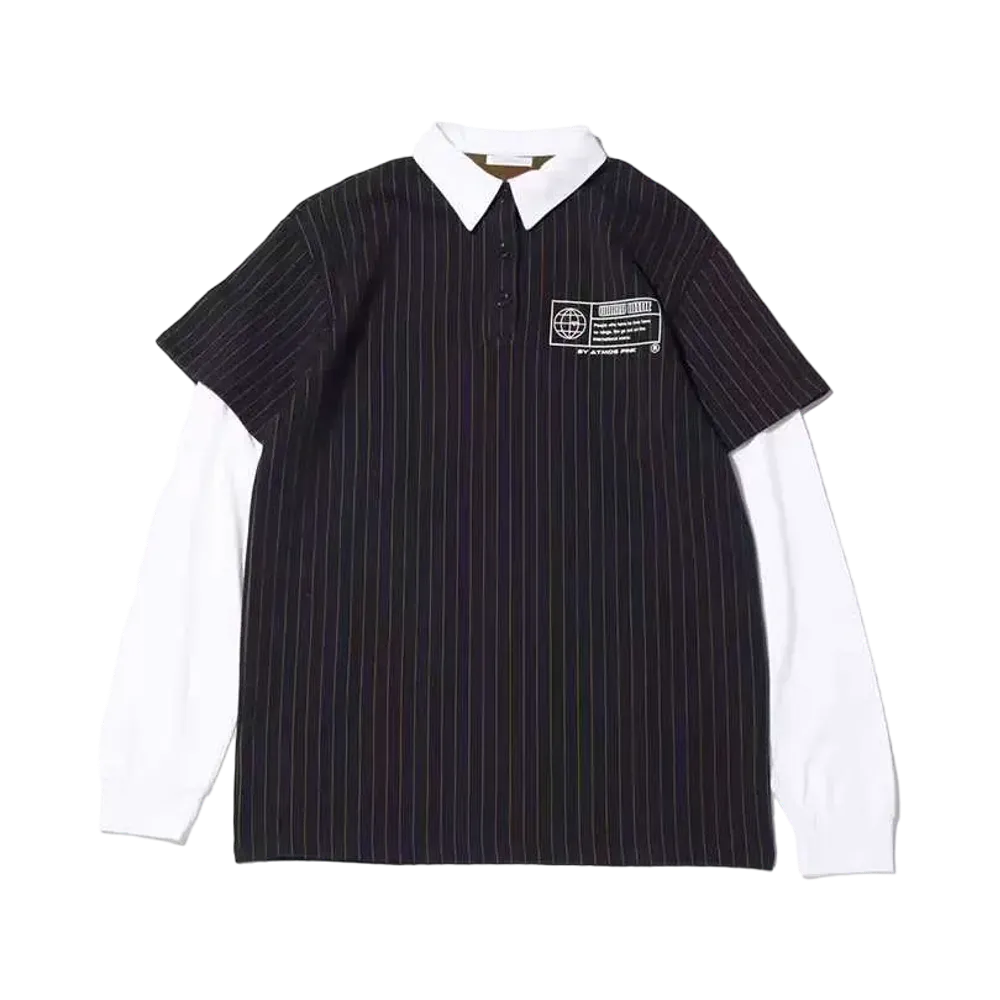 atmos pink Layered Style Collared Baseball Dress "Navy"