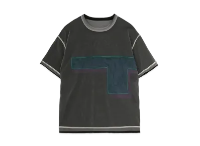 Yohji Yamamoto Y's POLYESTER TULLE PARTIAL FOURFOLD 2 SET SHORT SLEEVE T "Gray"