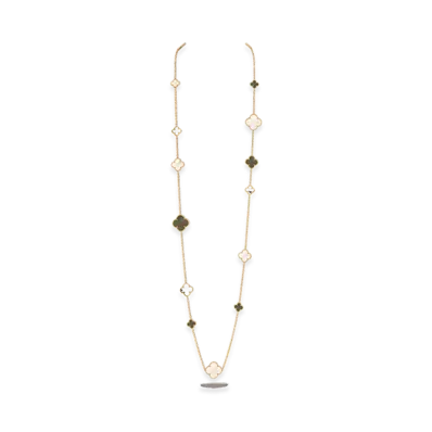 Van Cleef & Arpels Magic Alhambra long necklace 16 motifs "18K Yellow gold/Onyx/Mother-of-pearl"