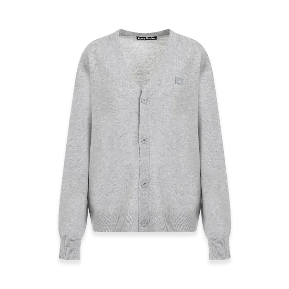 Acne Studios Keve Face V-Neck Cardigan "Light Grey Melange"