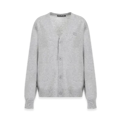 Acne Studios Keve Face V-Neck Cardigan "Light Grey Melange"