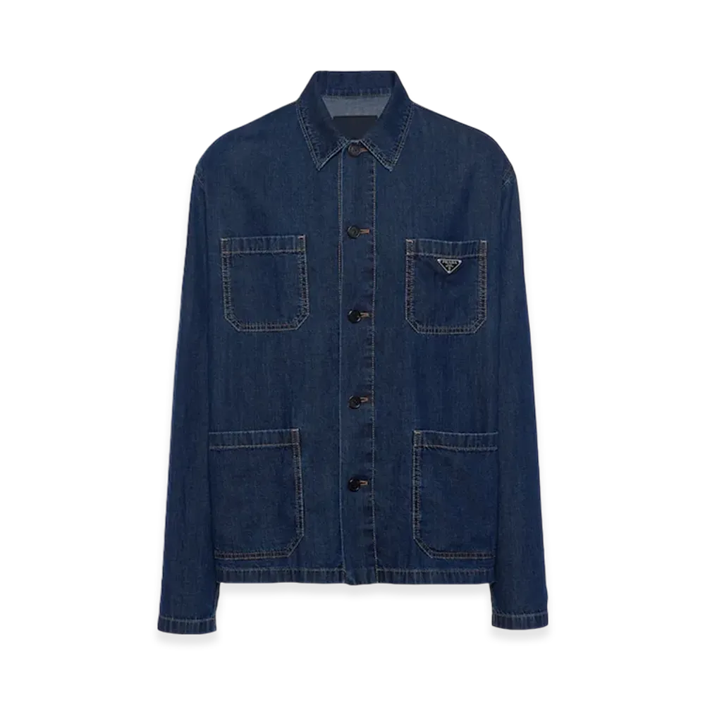 PRADA Light Denim Blouson Jacket "Navy"