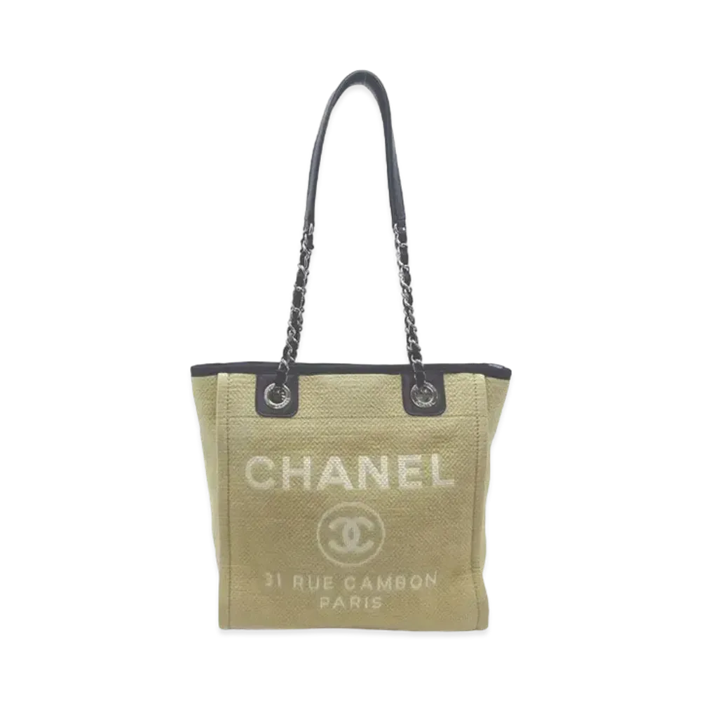 CHANEL Mini Deauville Tote Canvas "Light Beige/Silver"