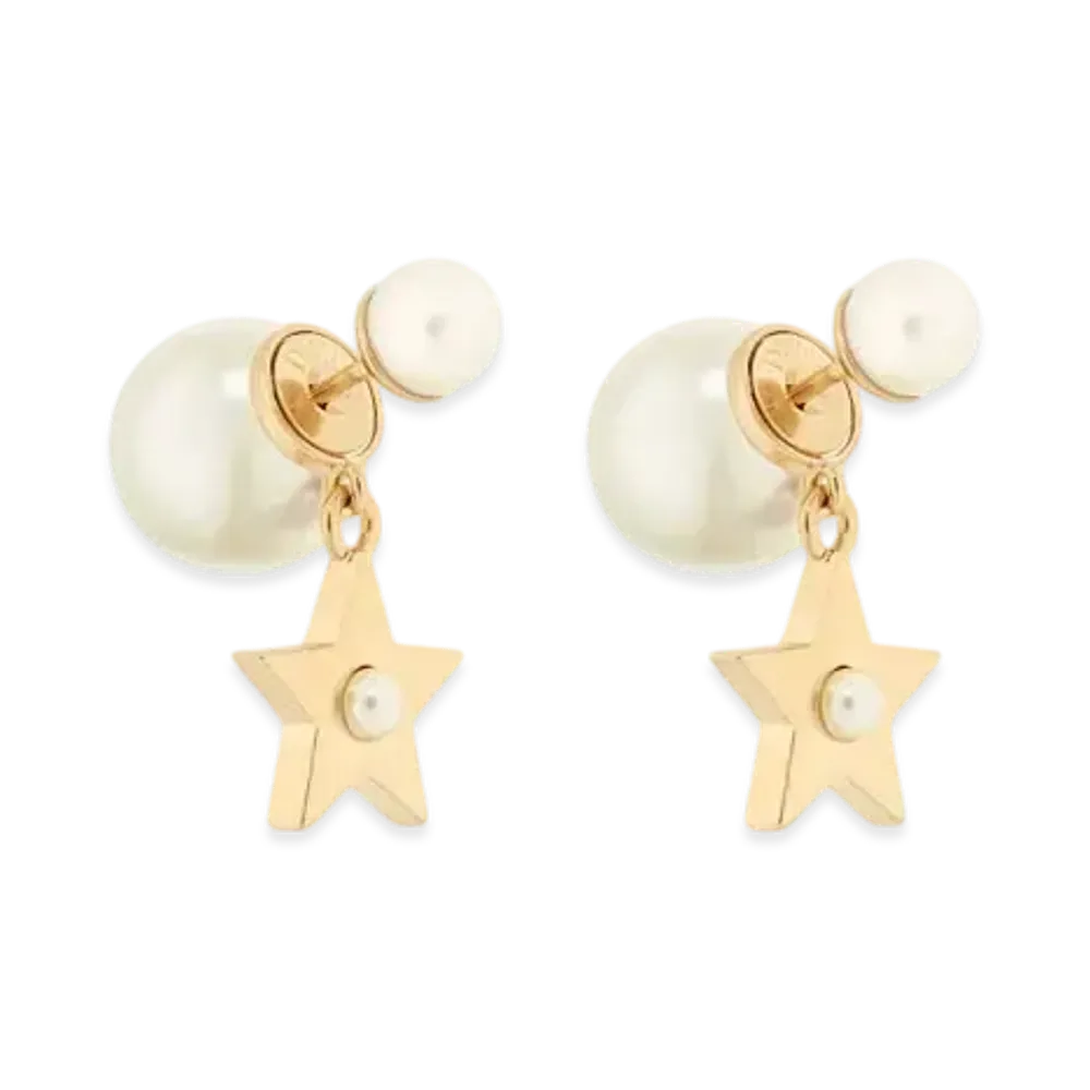 Dior Tribales Earrings Metal and Resin Pearls "Gold/White"