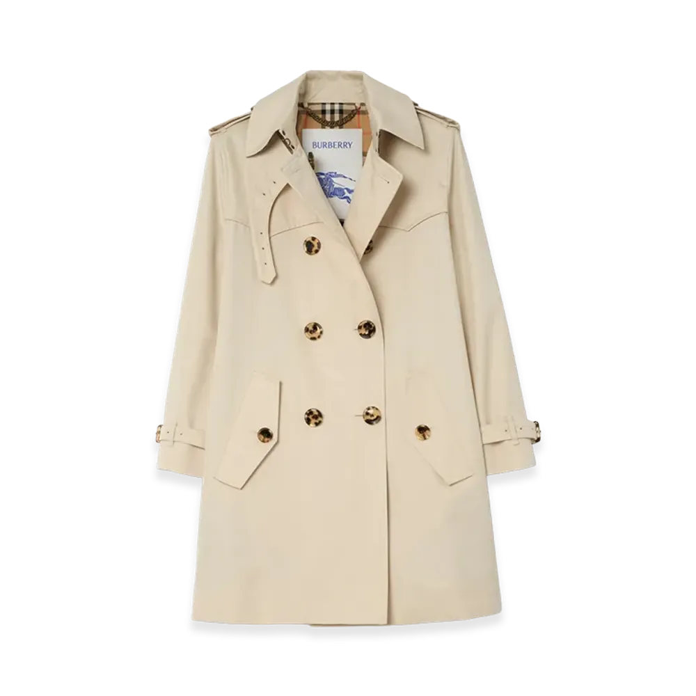Burberry Women's Short Summerside Gabardine Trench Coat "Clam Beige"