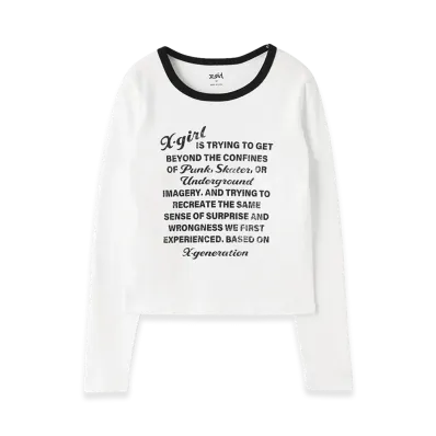 X-Girl Women's Lettering L/S Compact Top "White"