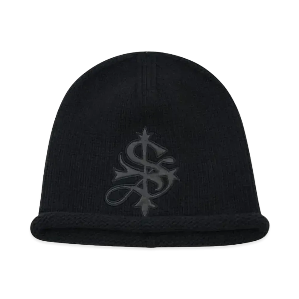 SUPPLIER Faux Leather Patch Cross Beanie "Black"
