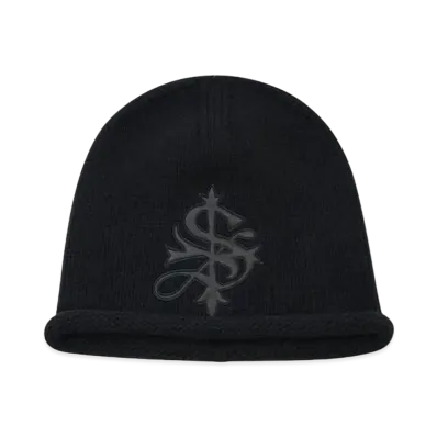 SUPPLIER Faux Leather Patch Cross Beanie "Black"