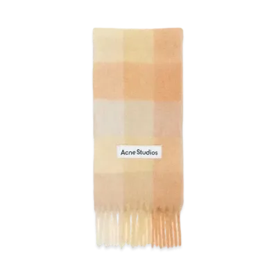 Acne Studios Mohair Check Scarf "Peach White Beige"
