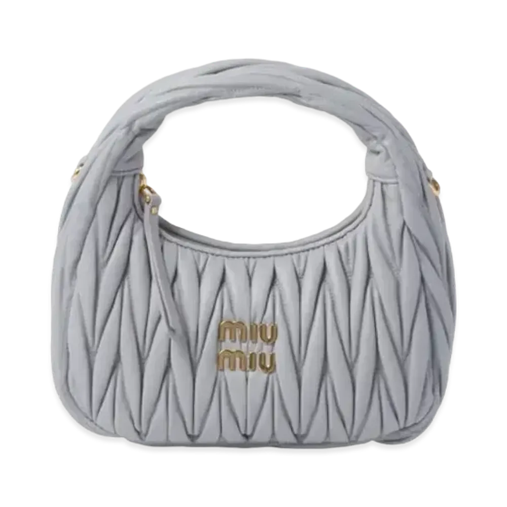 MIUMIU Wander Matelasse Nappa Leather Hobo Bag "Pearl Gray"