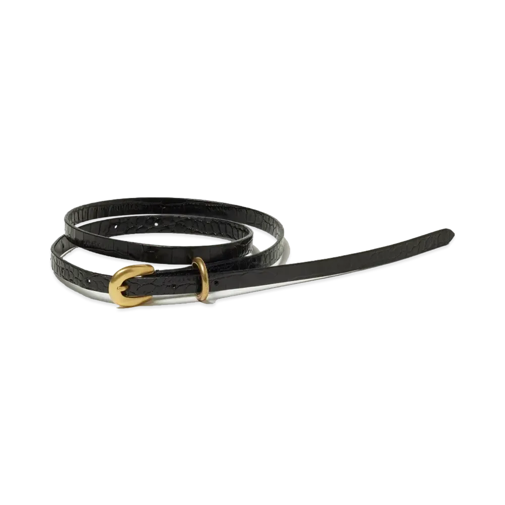 AURALEE Leather Narrow Belt "Embossed Black"
